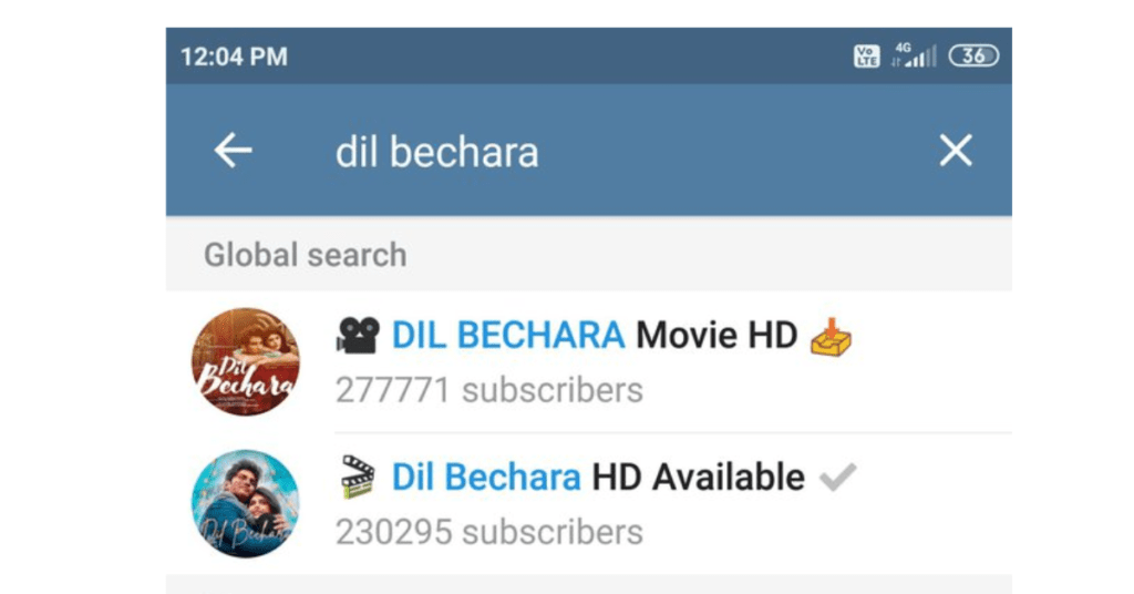 dil bechara movie Telegram